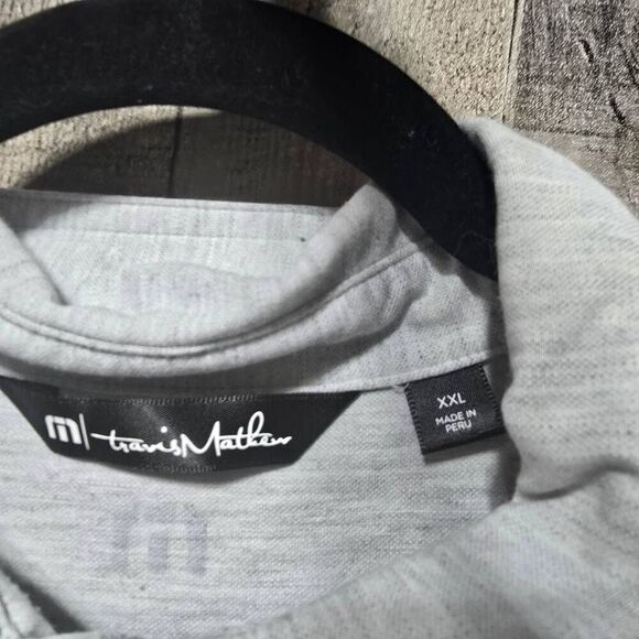 5/$25 Travis Mathew Polo Shirt Mens XXL (Slim Fit) Light Gray Short Sleeve Logo - Picture 6 of 7